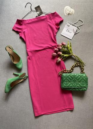 Яскраве, рожеве, плаття футляр, сукня, малинове, mohito, міді, xl1 фото