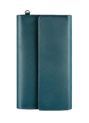 Клатч на кнопках шкіряний малахіт