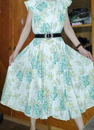 Вінтажне бавовняне плаття laura ashley вінтаж, принт хризантеми2 фото