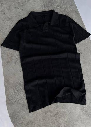 Поло футболка черная / мужские базовые поло