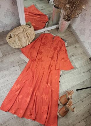 Брендовое миди сатиновое платье h&amp;m♥️6 фото