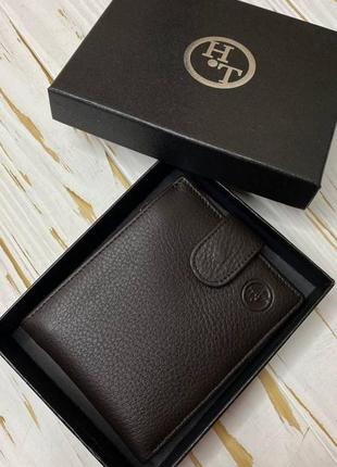 Мужской кошелек-портмоне из натуральной кожи н.t. 539-2 темный коричневый