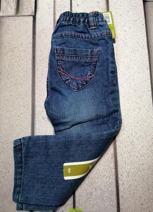 Синие джинсы для девочки пояс на резинке4 фото