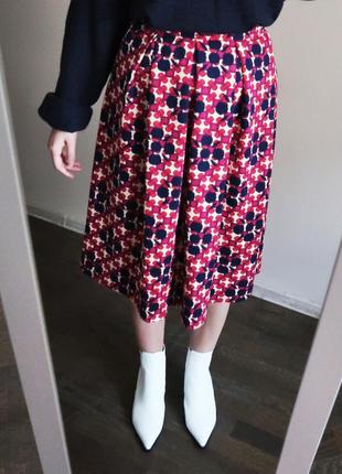 Міді спідниця/ яркая миди юбка с принтом от izabel london