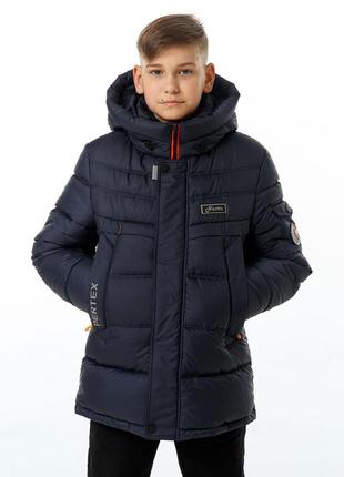 Куртка зимняя для мальчика подростка детский на экопухе garry синий пуховик зимний nestta на зиму5 фото