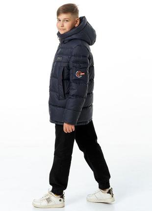 Куртка зимняя для мальчика подростка детский на экопухе garry синий пуховик зимний nestta на зиму3 фото