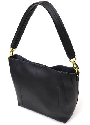Деловая женская сумка из натуральной кожи 22109 vintage черная2 фото