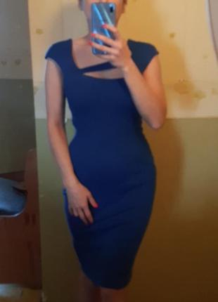 Идеальное синее миди платье asos с открытой спиной1 фото