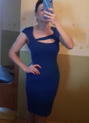 Ідеальне синє міді плаття asos з відкритою спиною3 фото