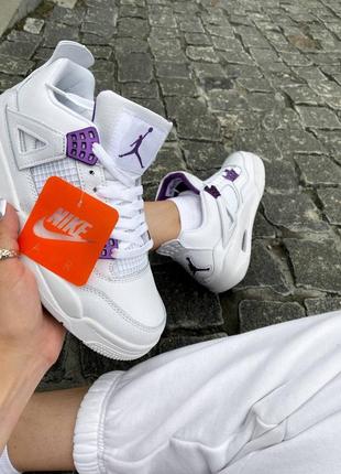 Кроссовки женские/ мужские air jordan 4 white/purple