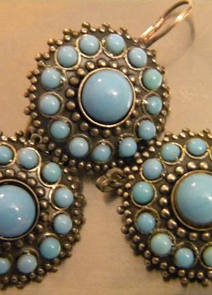 Винтажный набор серьги кулон мельхиор 2км №1619