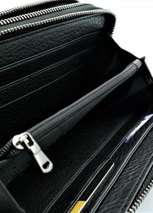Мужской кожаный клатч-кошелёк ht чёрного цвета 162-124 фото
