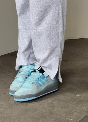 Кросівки жіночі/ чоловічі adidas forum low x bad bunny light blue9 фото