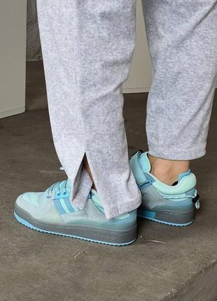 Кросівки жіночі/ чоловічі adidas forum low x bad bunny light blue7 фото