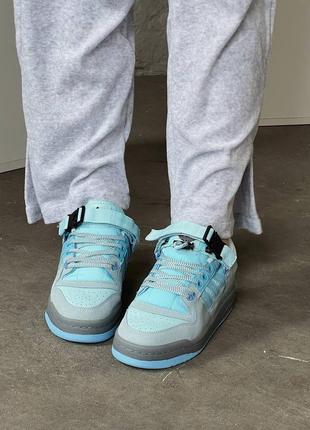 Кросівки жіночі/ чоловічі adidas forum low x bad bunny light blue6 фото