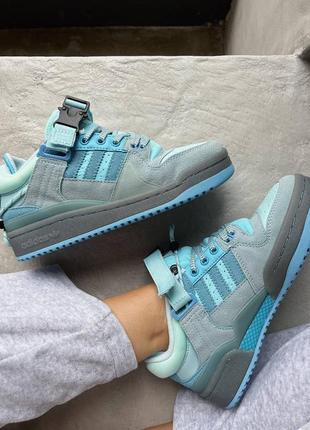 Кросівки жіночі/ чоловічі adidas forum low x bad bunny light blue5 фото