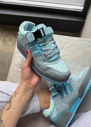 Кросівки жіночі/ чоловічі adidas forum low x bad bunny light blue4 фото