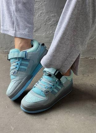 Кросівки жіночі/ чоловічі adidas forum low x bad bunny light blue10 фото