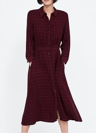 Красивое платье рубашка в клетку zara