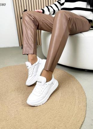 Код 7380 🍃кроссовки кожаные белые