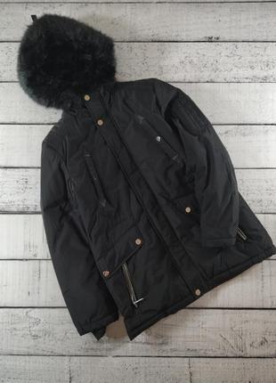 Куртка удлиненная парка с капюшоном зимняя enos