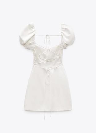 Сукня зі змішаного льону з відкритою спинкою zara / платье из смесового льна зара7 фото