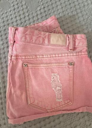 Розовые джинсовые шорты pull&bear2 фото