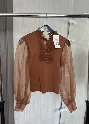 Блуза бохо зара с манжетами