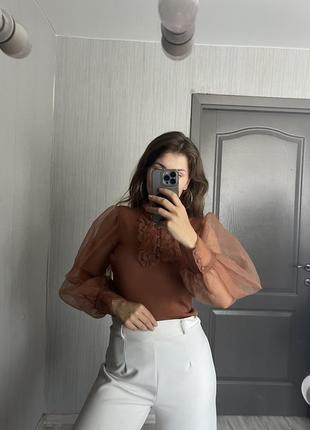 Блуза бохо зара с манжетами