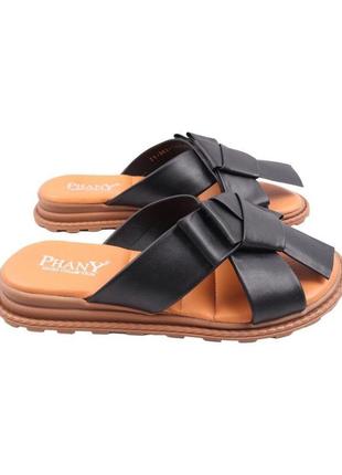 Шльопанці жіночі phany чорні натуральна шкіра, 39