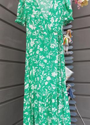Платье платье сарафан миди зеленого цвета узор принт3 фото