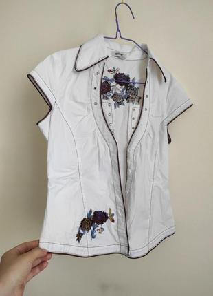 Літня легка рубашка сорочка з коротким рукавом moschino троянда
