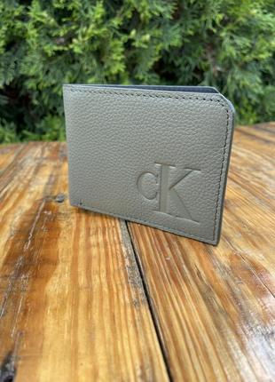 Новый кошелек кожаный calvin klein (ck leather olive wallet) с америки5 фото