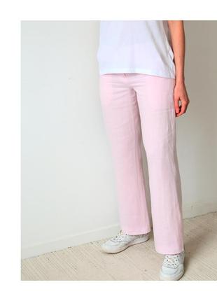 Розовые льняные брюки. брюки женские 100% лен8 фото