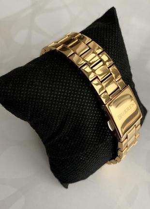 Женские часы curren blanche каррен золотистые с датой на металлическом браслете