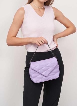 Женская фиолетовая сумка стеганная сумка через плечо фиолетовый клатч через плечо кроссбоди