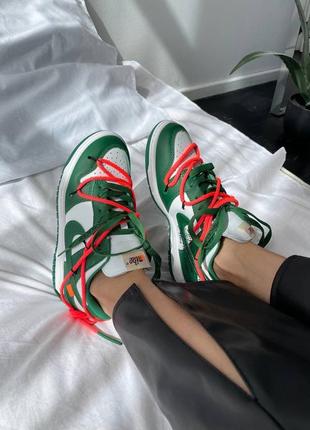 Nike sb dunk x off white “pine green / orange laces
