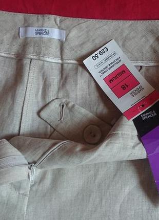 Брендовые фирменные английские легкие летние брюки marks &amp; spencer, новые с бирками, большой размер 18анг, 100% лен.6 фото