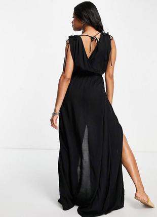 Черное пляжное платье макси со сборками asos design4 фото