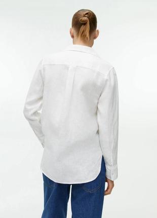 Белая изящная женская рубашка льняная лен arket cos3 фото