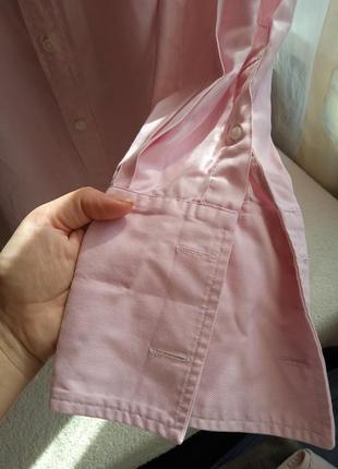 Розовая рубашка унисекс, рукав под запонки4 фото