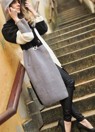Стильний жіночий подовжений кардиган альпака, теплий жіночий кардиган з капюшоном5 фото