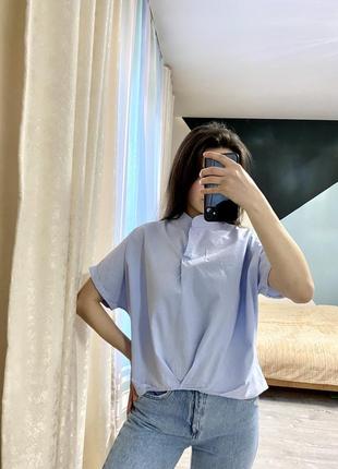 Рубашка нежно голубая овер сайз2 фото
