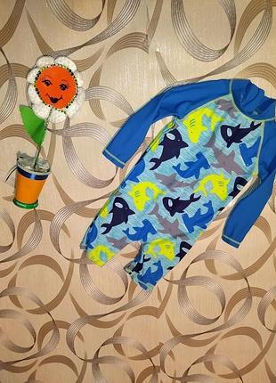Цельный купальник с акулами на мальчика 9/12мес