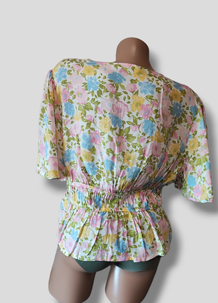 Женская укороченная блуза цветочный принт топ вискоза4 фото