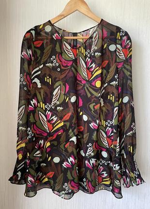 Блуза сорочка marc cain leo jungle print georgette blouse