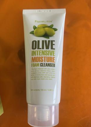 Пінка для вмивання olive intensive moisture корейська farmstay