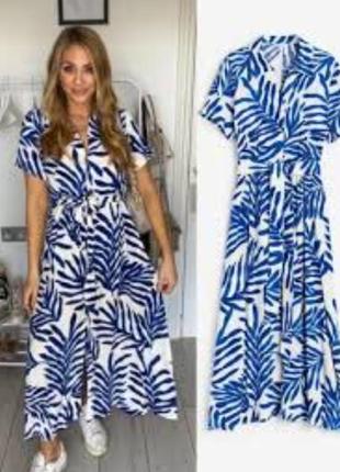 Новая коллекция h&m новое цветочное макси  платье миди тропический принт листья8 фото