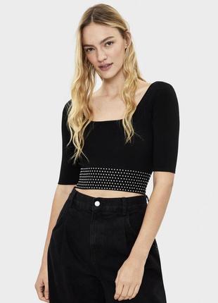 Новый стильный кроп топ футболка bershka