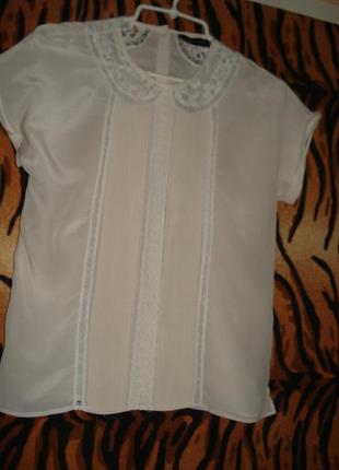 Блуза рожево-кремового кольору"zara woman"р. xs,100%шовк.
